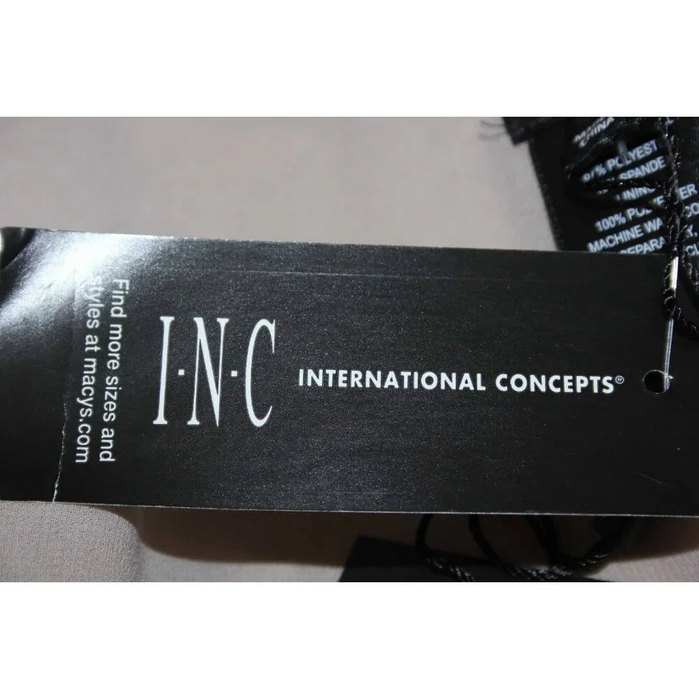 INC $170 Sz M Vakko tan Polyester Blend Vegan Suede Chiffon Tiered Vest - Picture 5 of 8